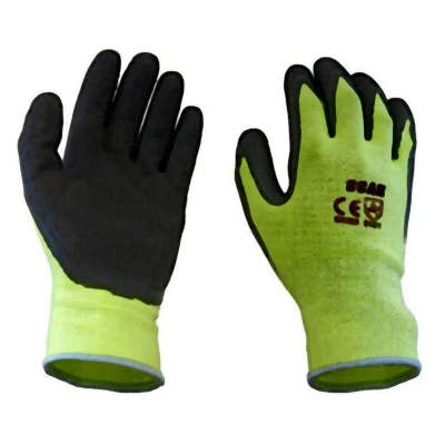 Image of Scan Hi Vis Yellow Foam Latex Coated Gloves M (Size 8) SCAGLOLATYM