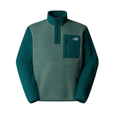 Image of The North Face Yumiori ¼ ZIP Fleece jumper, Men&#039;s, Size: XS, Duck green/deep nori/black