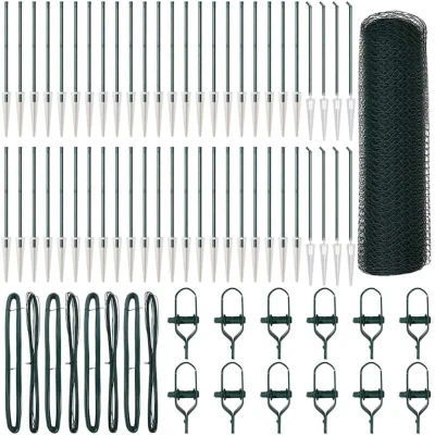 Image of vidaXL Hexagon Fence Green 0.4x100 m Steel