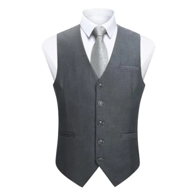 Image of Enlision Men&#039;s Formal Party Wedding Cotton Waistcoat Solid Color Vest, Grey 1, S(Chest 39.5inches)