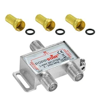 Image of Poppstar Sat distributor 2 way (analog/digital capable), 100dB, 5 2500 MHz, incl. F plug