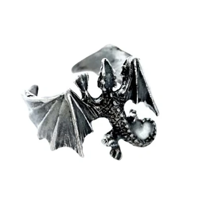 Image of ausuky Luminous Ring Glow In The Dark Dragon Pterosaur Adjustable Finger Rings Alloy (Silver/Green Glow)