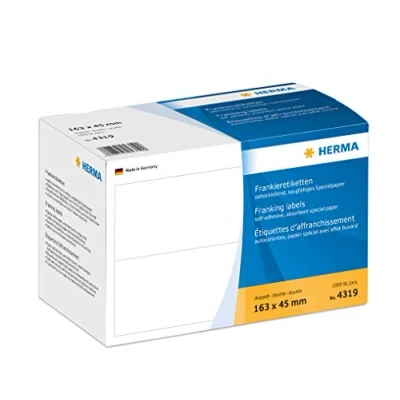 Image of Herma 163 x 45 mm Double Franking Labels (Pack of 1000), White
