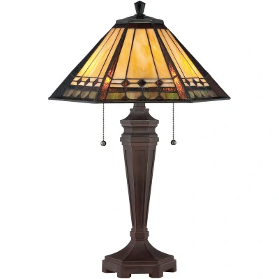 Image of Arden 2 Light Tiffany Desk Lamp Bronze, E27