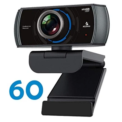 Image of NexiGo N980P 1080P 60FPS Webcam with Microphone, HD USB Computer Camera, Built in Dual Noise Reduction Mics, 120 Degrees Wide Angle for Zoom/Skype/FaceTime/Teams, PC Mac Desktop (Renewed)