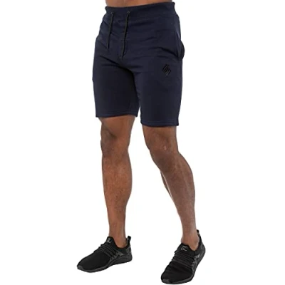 Image of EZS412 Enzo Mens Fleece Shorts Running Jogging Bottoms Gym Activewear Elasticated Waist Logo Sweat Half Pants Size S XXL (Navy, XL, x_l)