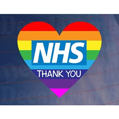 Image of Car Sticker THANK YOU NHS Heart Rainbow Novelty Van House Window Door Decal