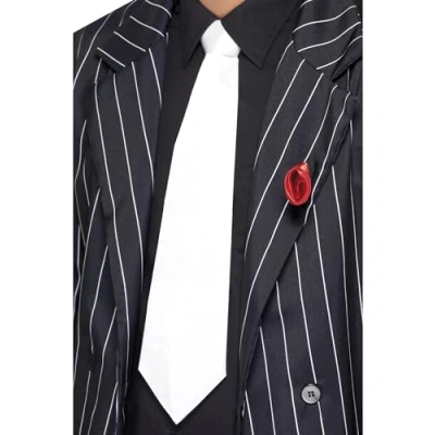 Image of Smiffys White Gangster Tie on Elastic, , 1920&#039;s Razzle Fancy Dress, 1920s Dress Up Accessories