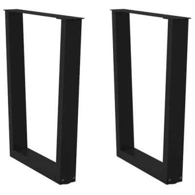 Image of vidaXL V Shape Dining Table Legs Adjustable Steel Design Black 70x72 73.3 cm Modern Home/Office Furniture Solution