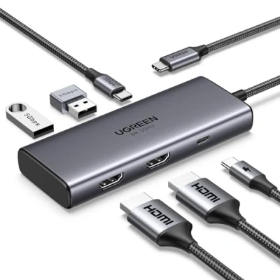Image of UGREEN Revodok USB C Docking Station Dual Monitor, 6 in 1 Hub HDMI 4K@60Hz, Single 8K@30Hz, 100W PD, 5Gbps and A Data Ports, Dock for HP Laptops, ThinkPad More