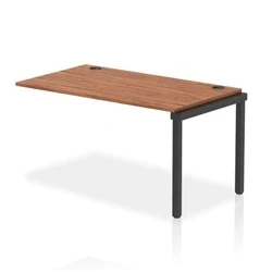 Image of Impulse Bench Single Row Ext Kit 1400 Black Frame Desk Walnut