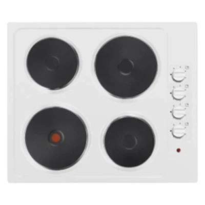 Image of Statesman EH160WH 4 Plate Electric Hob Cooktop, Small &amp; Large Hotplates, 5500 W Combined Power, Side Dial Control, 60cm, Easy Clean, Sealed Corded Electric, White