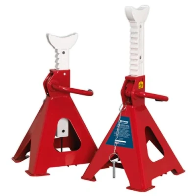 Image of Sealey Axle Stands (Pair) 5 Tonne Capacity per Stand Auto Rise Ratchet