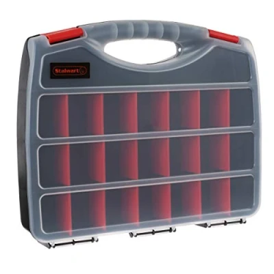 Image of Hardware Organizer Box with Dividers 23 Compartment Small Parts Portable Tool Secure Latches Plastic Screw for Nuts, Beads, Jewelry or Tackle by Stalwart