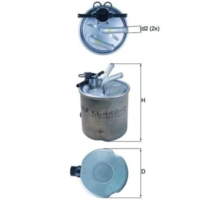 Image of 16400EC00A, 16400EC00C Fuel Filter MAHLE ORIGINAL KL 440/37 In Line 10mm 10,0mm NISSAN: NP300 Navara Pickup, Pathfinder 3