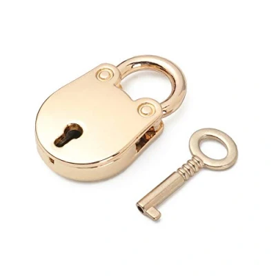 Image of Vogueing Tool Small 1 Key Lock, 2pcs Vintage Antique Padlocks Mini Lock with for Jewelry Box Storage Diary Book(Gold)