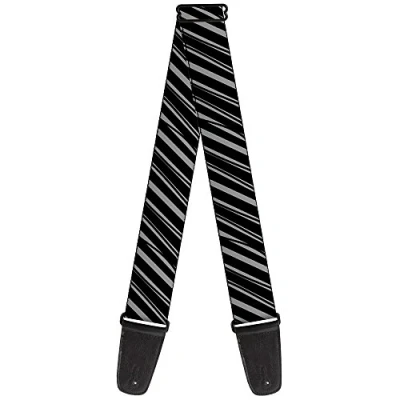 Image of Buckle Down Guitar Strap Diagonal Stripes Scribble Gray Black 2 Inches Wide