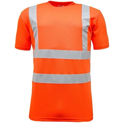 Image of Hi Vis Short Sleeve Safety Work Crew Neck T Shirt Orange Small