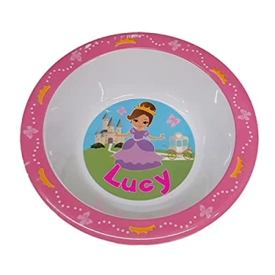 Image of Childrens&#039; Melamine Bowl Princess Design 53 Girls&#039; Names Available (Lucy)