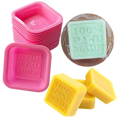 Image of WonDerfulC 10 Pieces Handmade Soap Mould, Silicone Cake Chocolate Moulds, Mold DIY Polymer Clay Candy Fudge