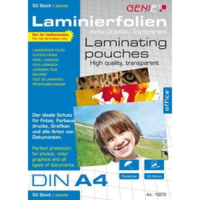 Image of Genie Laminating Pouches DIN A4 (125 Micron) Pack of 50