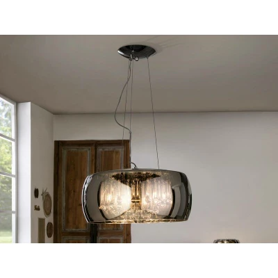 Image of Argos 6 Light Dimmable Crystal Ceiling Pendant with Remote Control Chrome, Mirror, G9