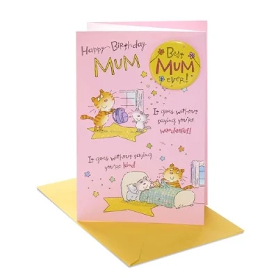 Image of UK Greetings Birthday Card for Mum Sweet &amp; Badge Design