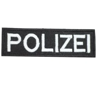Image of Polizei Letters Logo Patch Iron On Sew Embroidered Badge Applique for Clothes Shirts Jeans etc
