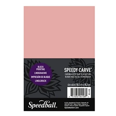 Image of Speedball Speedy Carve Block Printing Carving Block, Rectangle, Pink, 4 X 6 Inches (10.16cm 15.24cm)