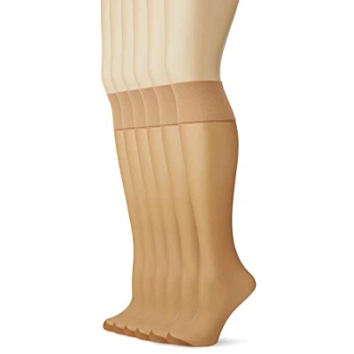 Image of DIM Women&#039;s Beauty Resist Transparent Comfort x6 Knee Highs, Cinnamon, One Size