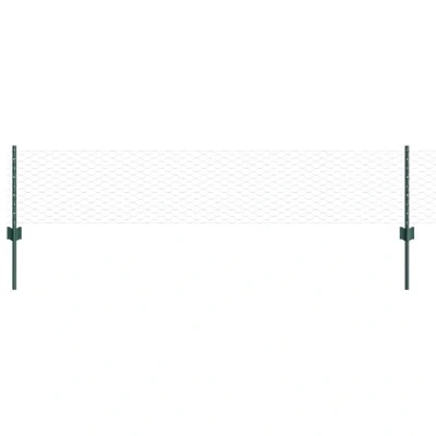 Image of vidaXL Fence Posts 11 pcs U Channel Green 40 cm Steel