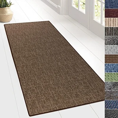 Image of KARAT Design Carpet Runner Rug Floor Mat, Non Slip for Hallway Kitchen Bedroom Living Room, Vintage Classic Modern (80 x 200 cm, Alto Brown)