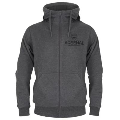 Image of Arsenal FC Official Football Gift Mens Fleece Zip Hoody Grey XL