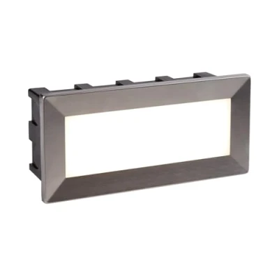Image of Searchlight 0762 Ankle Rectangular Recessed Outdoor Wall Light in Stainless Steel Length: 205mm