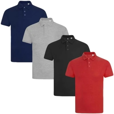 Image of True Face Mens Polo Shirt Plain Tshirt Short Sleeve Summer Work Pique T Workwear Adult Tee Classic Casual Top Set 3 4 Pack XL