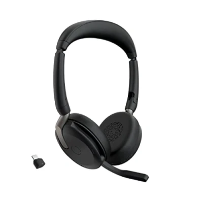 Image of Jabra Evolve2 65 Flex Wireless Stereo Headset with Bluetooth, Noise cancelling ClearVoice Technology and Hybrid ANC Works all leading UC Platforms Black