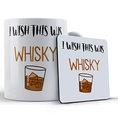 Image of Funny Mug Whisky, Dad, Grandad, I Wish This was Whisky Gift &amp; Coaster, Ceramic, 11 fl. oz.