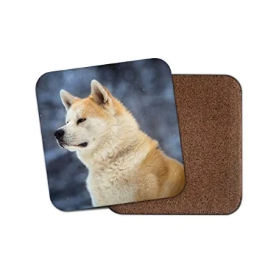 Image of 1 x Handsome Akita Coaster Japanese Shiba Inu Japan Dog Puppy Cute Fun #12578