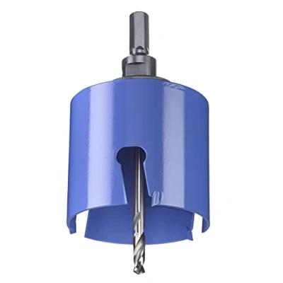 Image of kwb Universal hole saw 75 mm diameter size, extra sharp carbide teeth, 8 center drill
