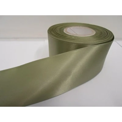 Image of 2 metres of 50mm Satin Ribbon Moss Dusky Sage Green Double Sided 50 mm 5cm 2&quot; Inch