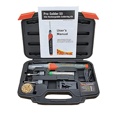 Image of Power Probe Pro Solder 50W Portable Rechargeable Electric Soldering Kit Reaches Operating Temperature in 10 Seconds Battery Life 35 Minutes