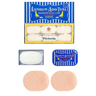 Image of Victoria Soaps of Sweden Swedish Facial Soap Lanolin Agg Tval 50g x 7 with Case (Dry Skin/All Skin Type)