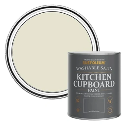 Image of Rust Oleum Grey Scrubbable Kitchen Cupboard Paint in Satin Finish Oyster 750ml