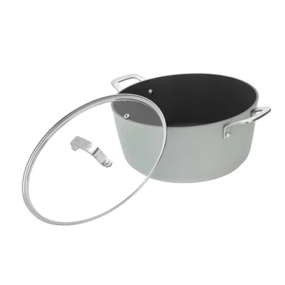 Image of Laura Ashley Forged Aluminium Casserole Pot with Glass Lid Sage Leaf, 28cm, 6.6L Capacity, PFOA Free Non Stick, Induction Compatible, Dishwasher &amp; Oven Safe, 10 Year Guarantee