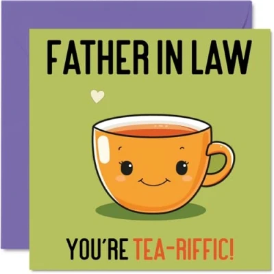 Image of Birthday Cards for Father in Law Tea riffic Funny Happy Card from Son Daughter Law, Fathers Day Dad 145mm x Joke Greeting Men Him