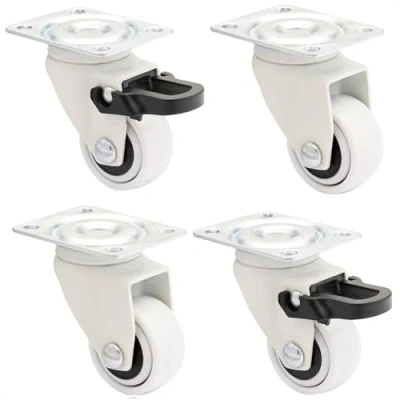 Image of WAGNER design 3C swivel castors/furniture castors 4pcs. set white, soft tread, diameter Ø 25 mm, 2 without and with brakes, load capacity 12 kg/castor 02222604