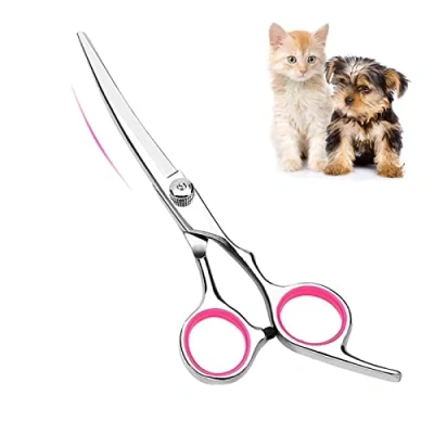Image of FIBOUND Pet Scissors,6&quot; Gromming Curved Scissors,Dog Grooming Scissors,Curved Dog Scissors,Pet Scissors,Puppy Kit,Professional Tools for Home