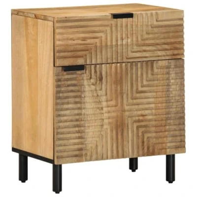 Image of vidaXL bedside cabinet mango wood nightstand with storage 50x33x60 cm elegant side table for bedroom/living room brown finish