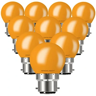 Image of SINCELIGHT B22 LED ORANGE Coloured Bulbs 1W Festive Decorative Garden Party Light,Pack of 10