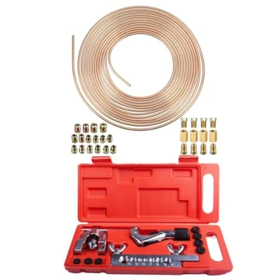 Image of AXILYZE Brake Pipe Flaring Tool, Kit for Flaring, with 10m 3/16&quot; Copper Coated and 28 Fittings, Ideal Vehicle Systems, Air Conditioning Systems